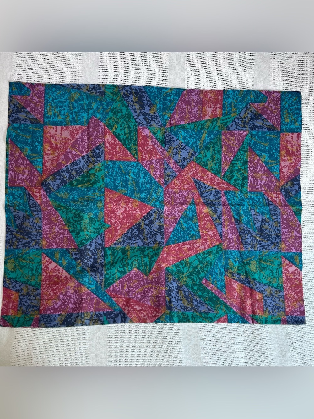 Vintage Springs 90’s Geometric Pillow Sham Standard Size Teal Blue Pink